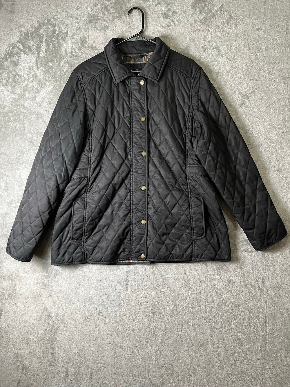 L.L.Bean Women’s Quilted Riding Jacket Black Plaid Lined XL Equestrian Classic